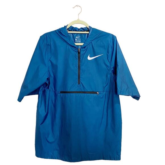 Nike Shield Running Blue Short Sleeve Pullover Windbreaker Sz S - Picture 1 of 15